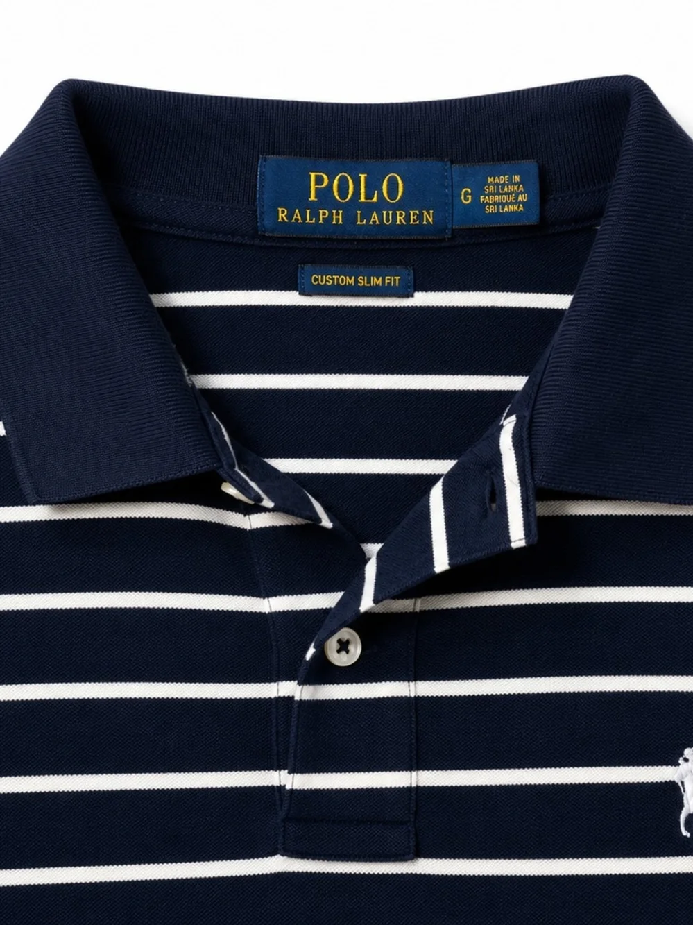 Ralph Lauren Navy & White Striped Polo Shirt